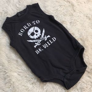 Born to be wild onsie, solid black. 6-9mos